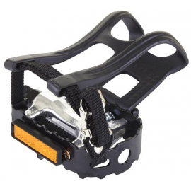 Essential Alloy pedals including toe clips and straps, 9/16 inch thread