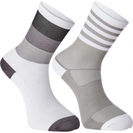 Sportive mid sock twin pack  block stripe white / cloud grey small 36-39