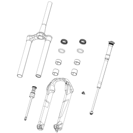 ROCKSHOX SPARE  FRONT SUSPENSION INTERNALS LEFT AIR SHAFT REBASIDB 100MM TRAVEL 27529 CAN BE USED TO CHANGE TRAVEL TO 100MM ON 27529 SOLO AIR NOT COMPATIBLE WITH DUAL AIR  100MM