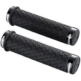 DH SILICONE LOCKING GRIPS BLACK WITH DOUBLE CLAMPS  END PLUGS
