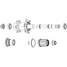 SRAM SPARE  WHEEL SPARE PARTS KIT COMPLETE AXLE ASSEMBLY INCLUDES AXLETHREADED LOCK NUTS AND END CAPS  MTH746 CASSETTE REAR