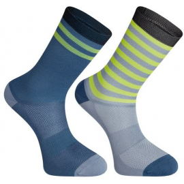 Sportive long sock twin pack - shale blue and lime punch stripe - small 36-39
