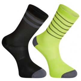 Sportive mid sock twin pack - black and lime punch - small 36-39