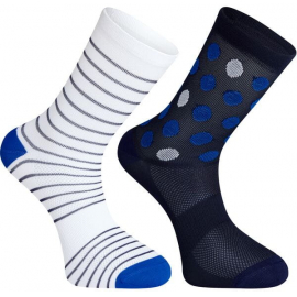 Sportive mid sock twin pack - blue spot and white stripe - small 36-39